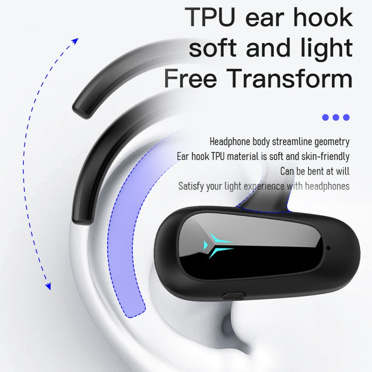 Écouteurs stéréo Bluetooth à affichage numérique Bone Conduction Concepts, style : mono-oreille, double oreille avec chargeur.